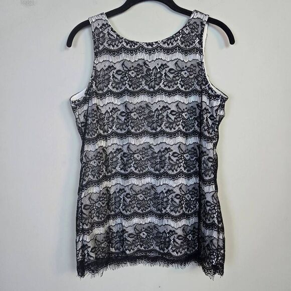 VTG Studio Y Womens Sheer Lace Overlay Tank Top Size Medium Black Y2K Whimsigoth - Picture 2 of 6